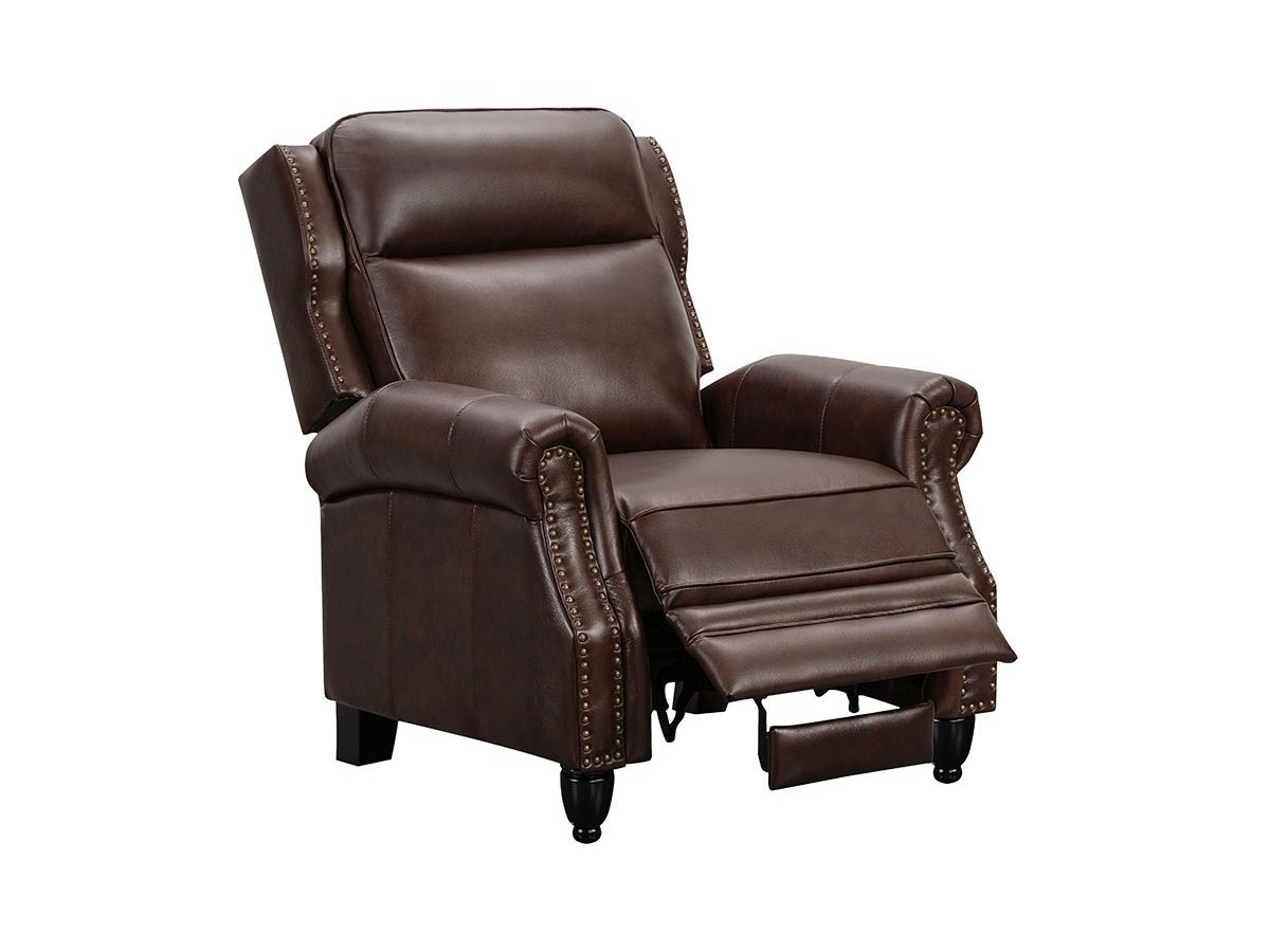 Pollenzo Leather Pushback Recliner - Brown - Abbyson - Living Room
