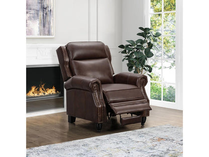 Pollenzo Leather Pushback Recliner - Brown - Abbyson - Living Room