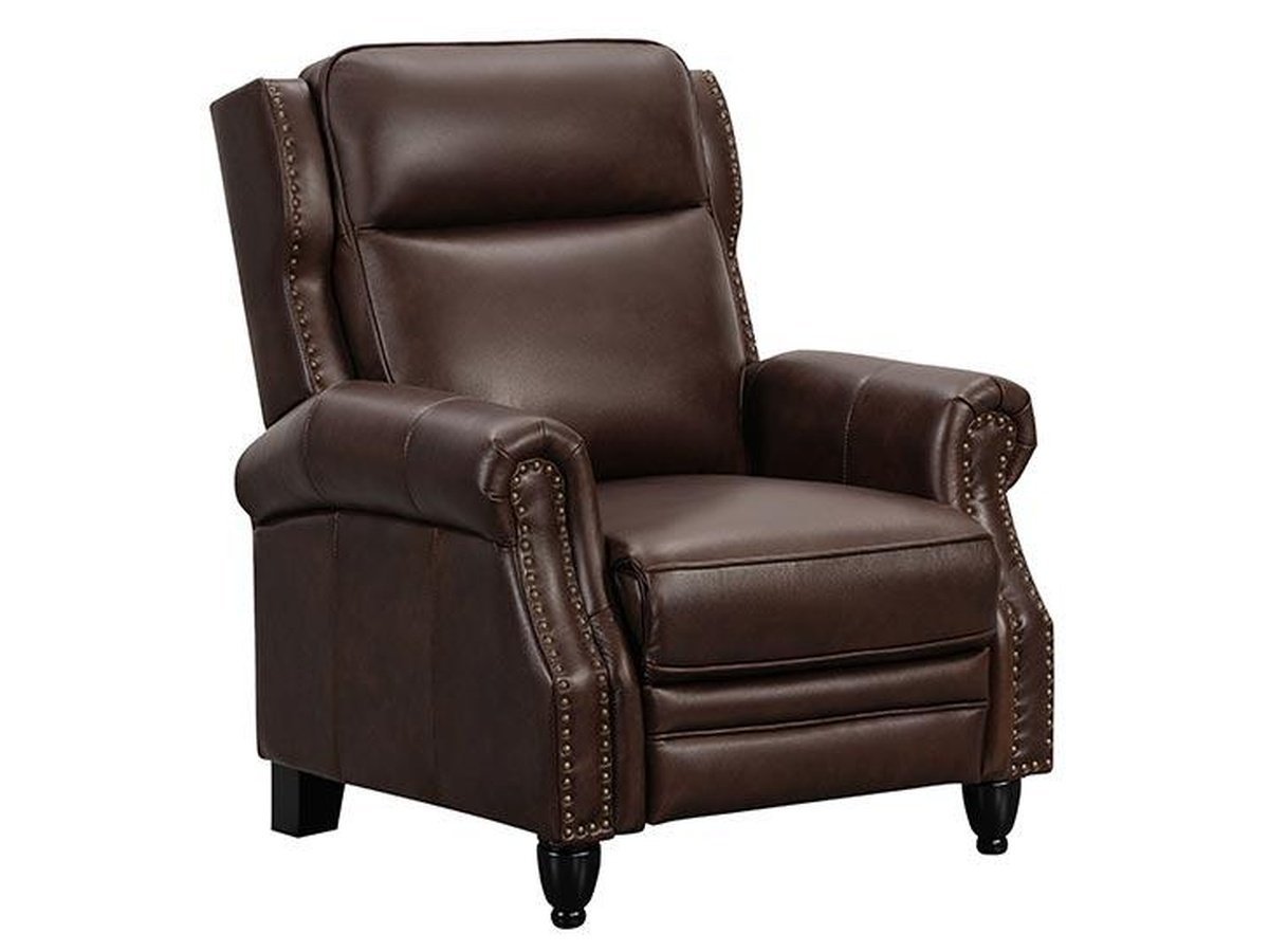 Pollenzo Leather Pushback Recliner - Brown - Abbyson - Living Room