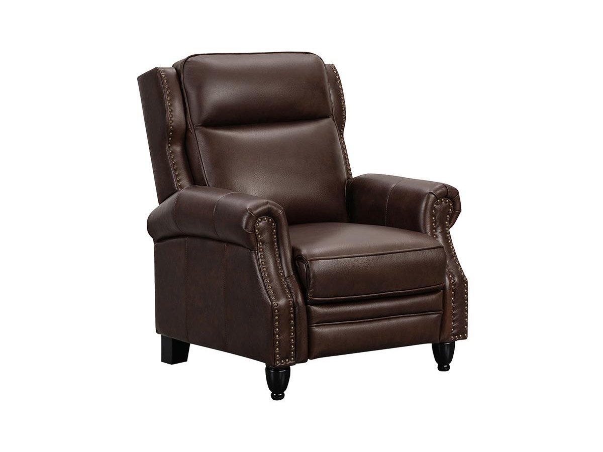 Pollenzo Leather Pushback Recliner - Brown - Abbyson - Living Room