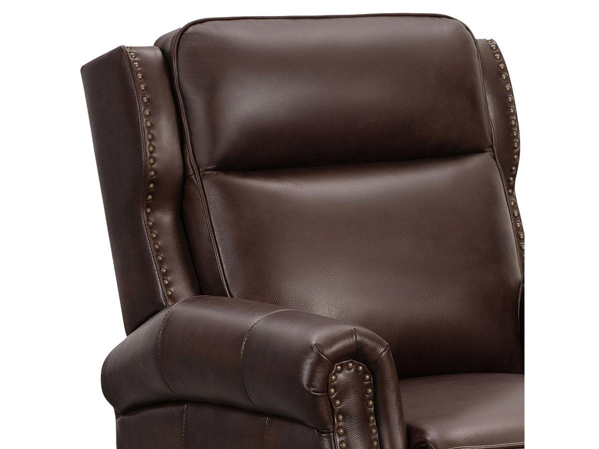 Pollenzo Leather Pushback Recliner - Brown - Abbyson - Living Room