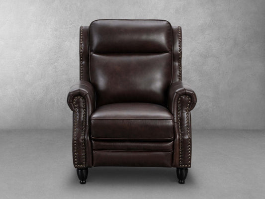 Pollenzo Leather Pushback Recliner - Brown - Abbyson - Living Room