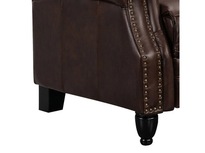 Pollenzo Leather Pushback Recliner - Brown - Abbyson - Living Room