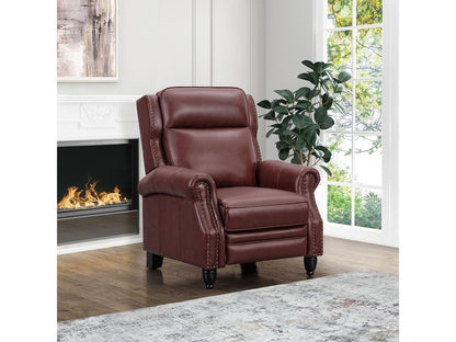 Pollenzo Leather Pushback Recliner - Red - Abbyson - Living Room
