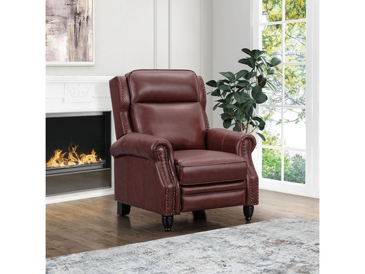 Pollenzo Leather Pushback Recliner - Red - Abbyson - Living Room