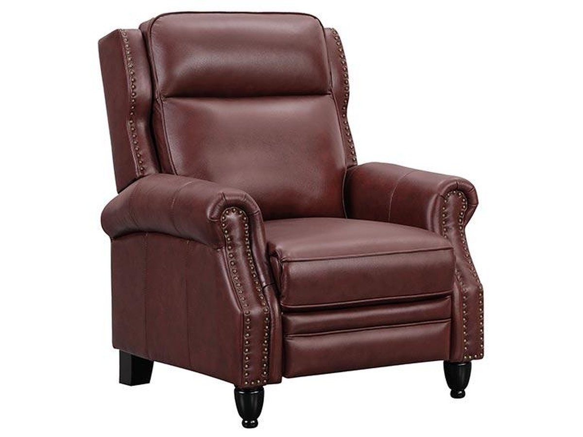 Pollenzo Leather Pushback Recliner - Red - Abbyson - Living Room