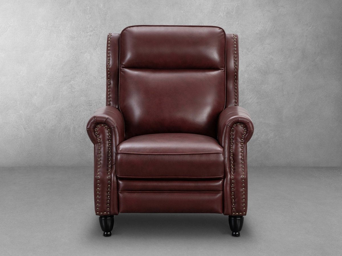 Pollenzo Leather Pushback Recliner - Red - Abbyson - Living Room