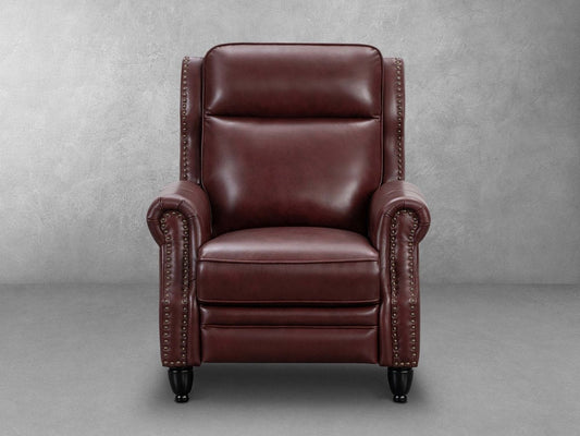 Pollenzo Leather Pushback Recliner - Red - Abbyson - Living Room