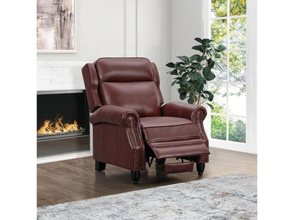 Pollenzo Leather Pushback Recliner - Red - Abbyson - Living Room