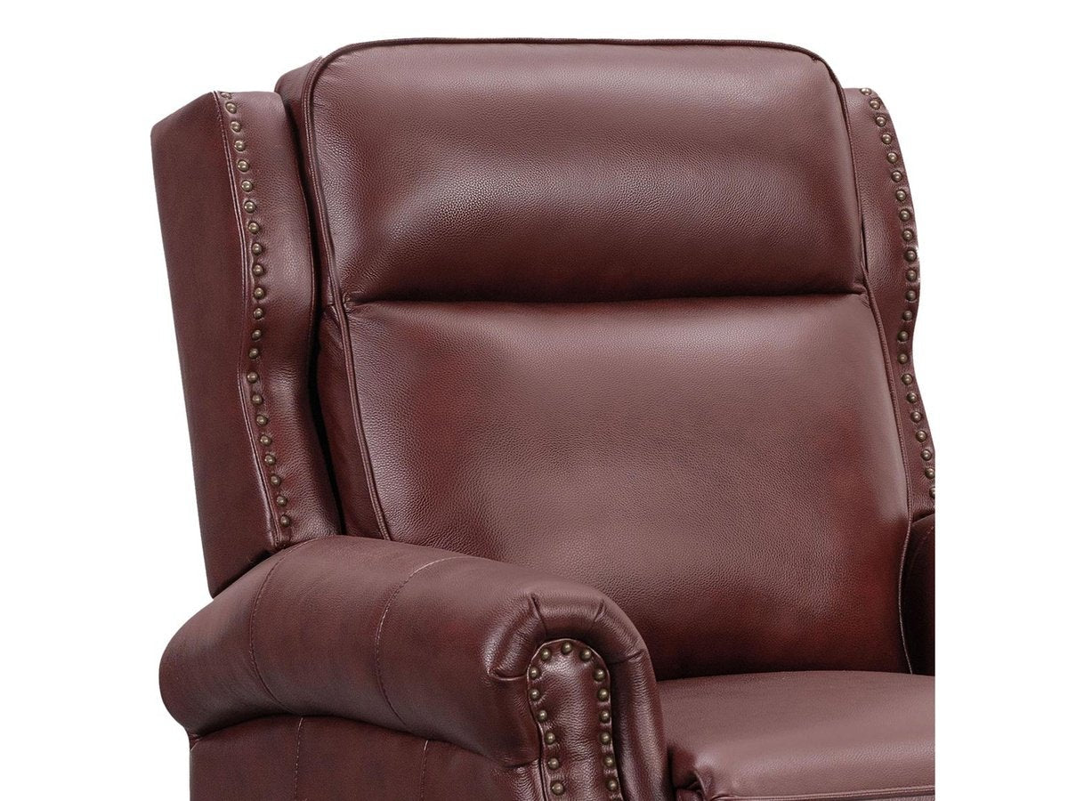 Pollenzo Leather Pushback Recliner - Red - Abbyson - Living Room