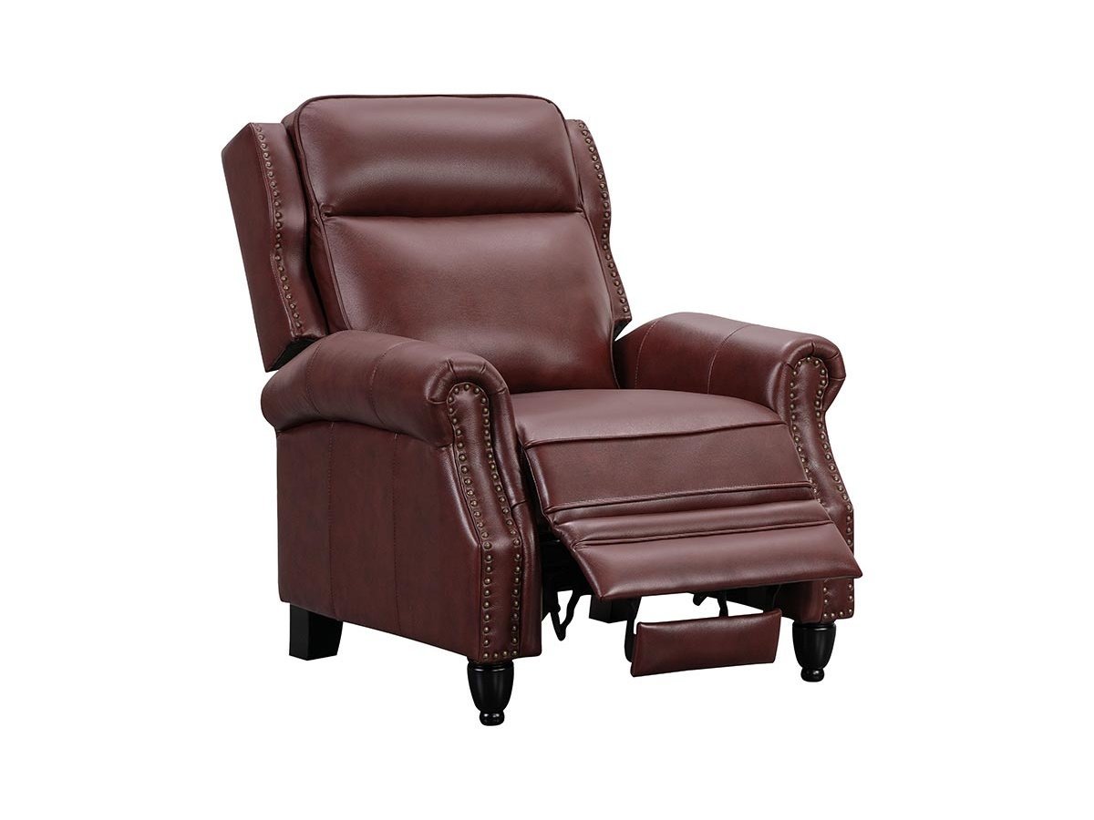 Pollenzo Leather Pushback Recliner - Red - Abbyson - Living Room