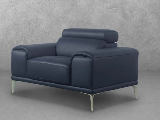 Quinton® Leather Chair - Blue - Abbyson - Living Room