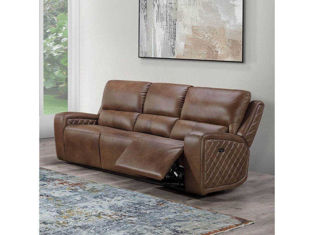 Raymond Leather Power Reclining Sofa, Brown Default Title