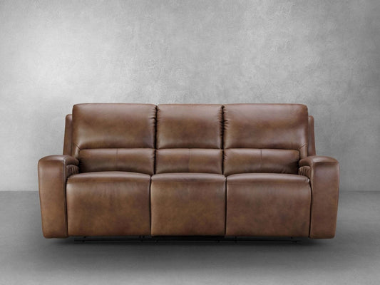Raymond Leather Power Reclining Sofa - Camel - Abbyson - Living Room