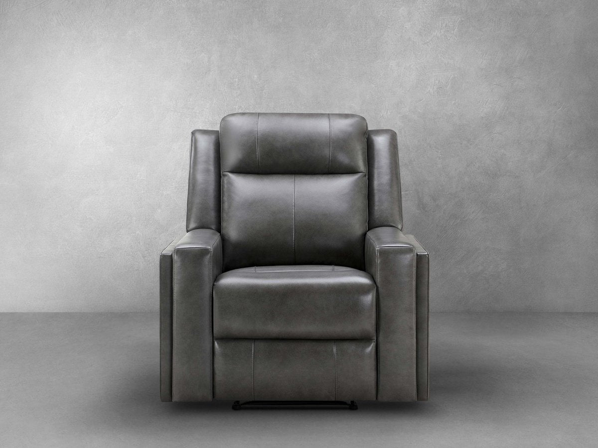 Rhodes Top-Grain Leather Manual Recliner - Gray - Abbyson - Living Room