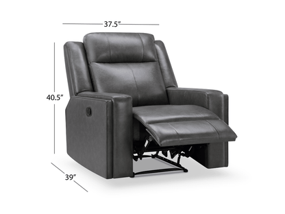 Rhodes Top-Grain Leather Manual Recliner - Gray - Abbyson - Living Room