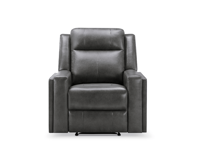 Rhodes Top-Grain Leather Manual Recliner - Gray - Abbyson - Living Room