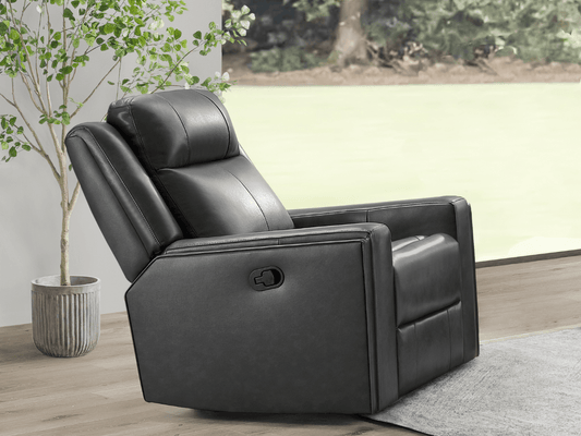 Rhodes Top-Grain Leather Manual Recliner - Gray - Abbyson - Living Room