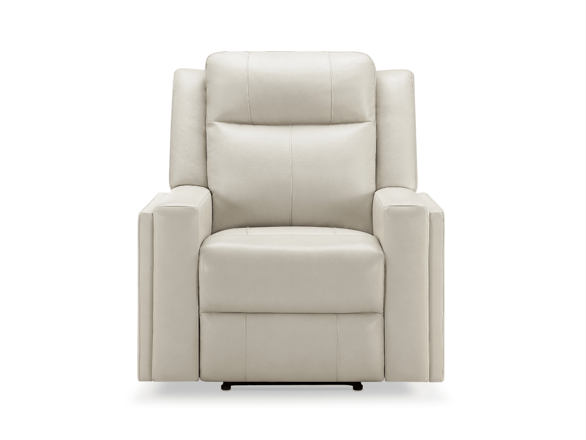 Rhodes Top-Grain Leather Manual Recliner - Ivory - Abbyson - Living Room