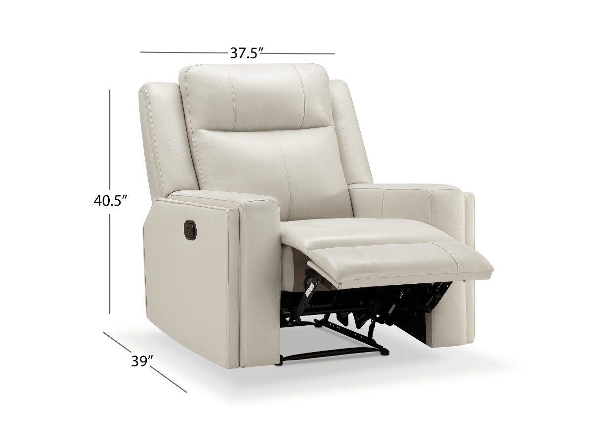Rhodes Top-Grain Leather Manual Recliner - Ivory - Abbyson - Living Room