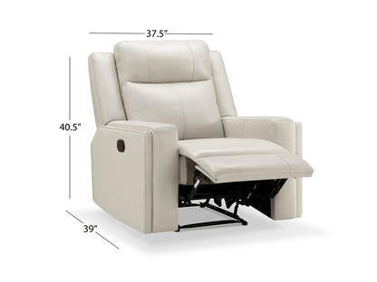 Rhodes Top-Grain Leather Manual Recliner - Ivory - Abbyson - Living Room