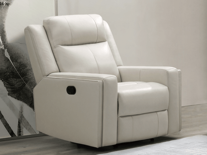 Rhodes Top-Grain Leather Manual Recliner - Ivory - Abbyson - Living Room