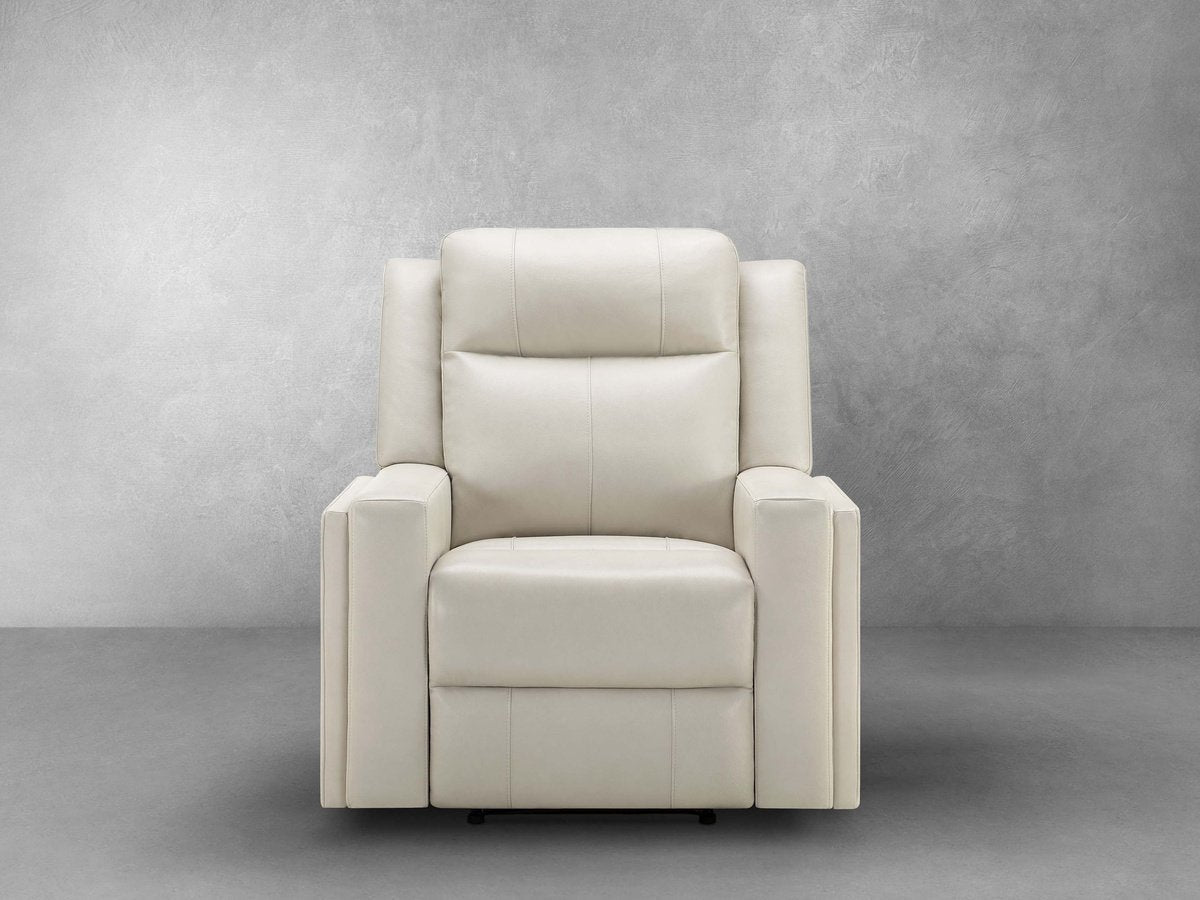 Rhodes Top-Grain Leather Manual Recliner - Ivory - Abbyson - Living Room