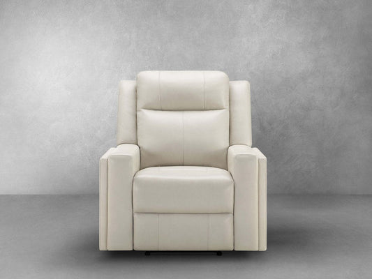 Rhodes Top-Grain Leather Manual Recliner - Ivory - Abbyson - Living Room