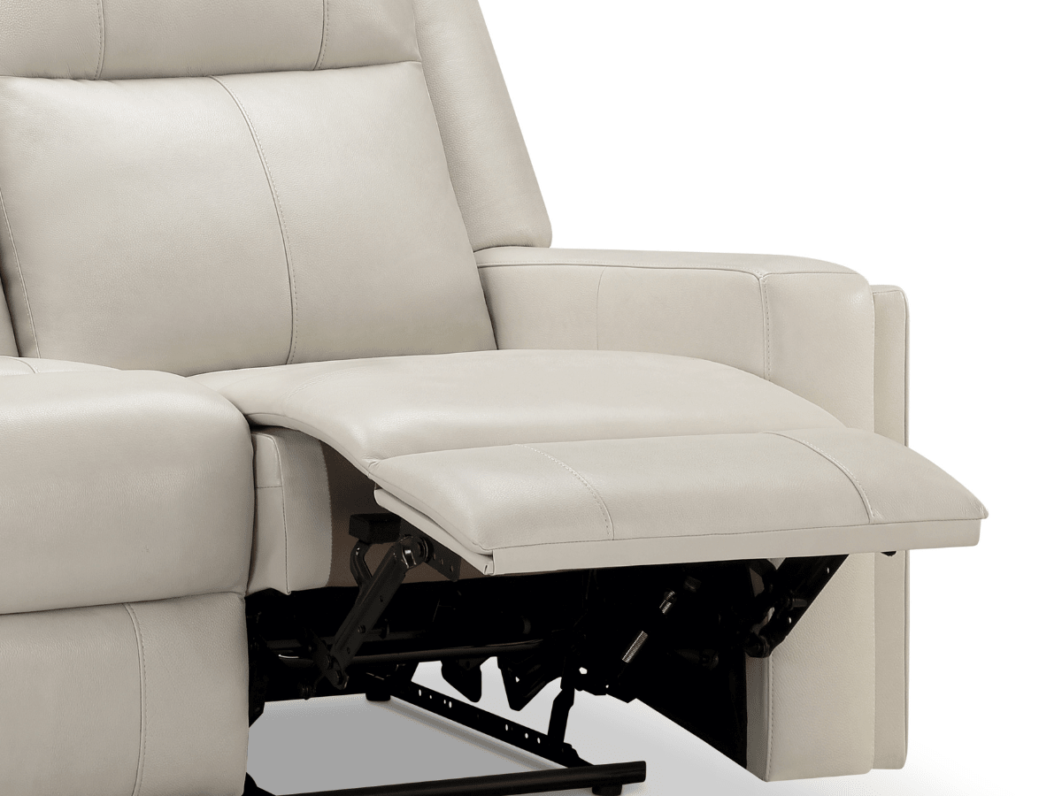 Rhodes Top-Grain Leather Manual Reclining Loveseat - Ivory - Abbyson - Living Room