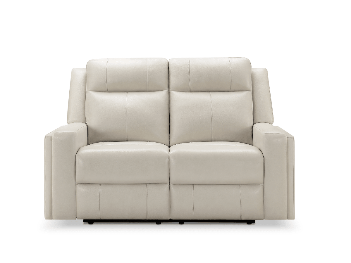 Rhodes Top-Grain Leather Manual Reclining Loveseat - Ivory - Abbyson - Living Room