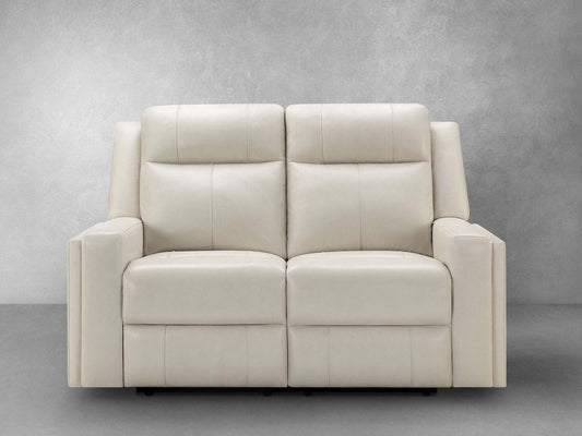 Rhodes Top-Grain Leather Manual Reclining Loveseat - Ivory - Abbyson - Living Room