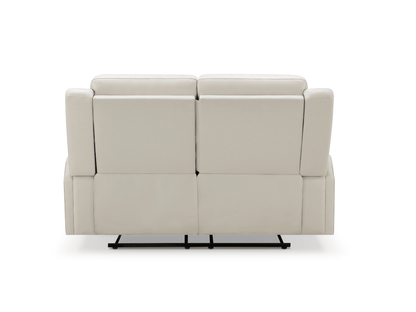 Rhodes Top-Grain Leather Manual Reclining Loveseat - Ivory - Abbyson - Living Room