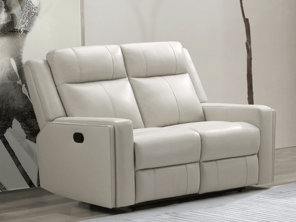 Rhodes Top-Grain Leather Manual Reclining Loveseat - Ivory - Abbyson - Living Room