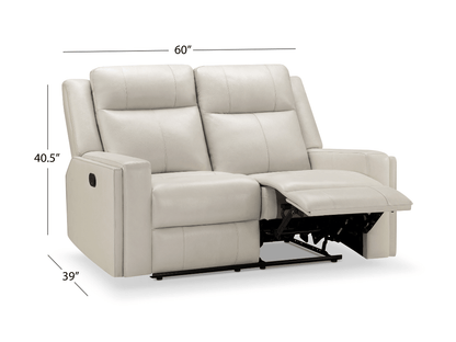 Rhodes Top-Grain Leather Manual Reclining Loveseat - Ivory - Abbyson - Living Room