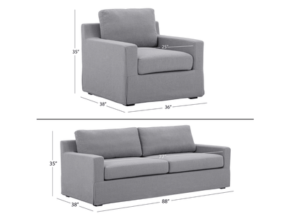 Rosalina 2-pc Fabric Slipcover Sofa and Chair Set - Abbyson - Living Room