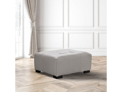 Teagan Leather Ottoman - Gray