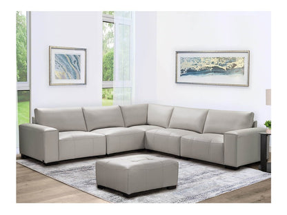 Teagan Leather Ottoman - Gray