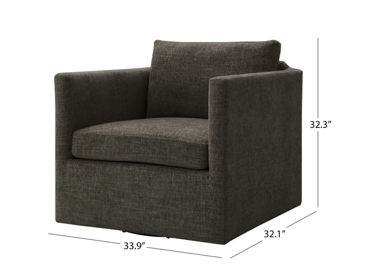 Samson Swivel Chair - Charcoal - Abbyson - Living Room