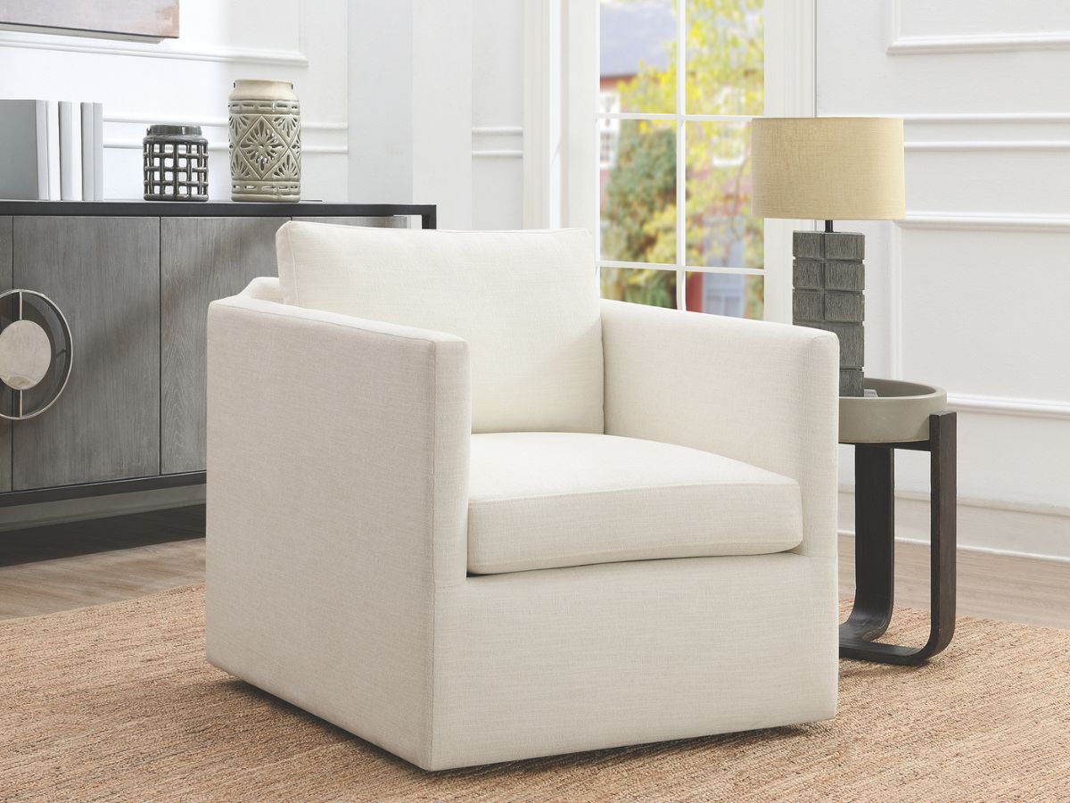 Samson Swivel Chair - Ivory - Abbyson - Living Room