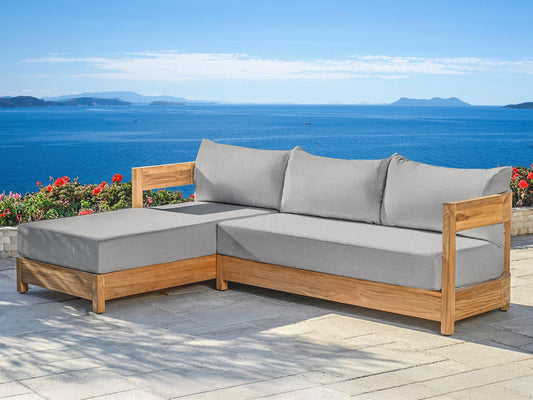 Santino® Outdoor 2-Piece Sectional - Gray Fabric with Teak Frame - Abbyson - Outdoor