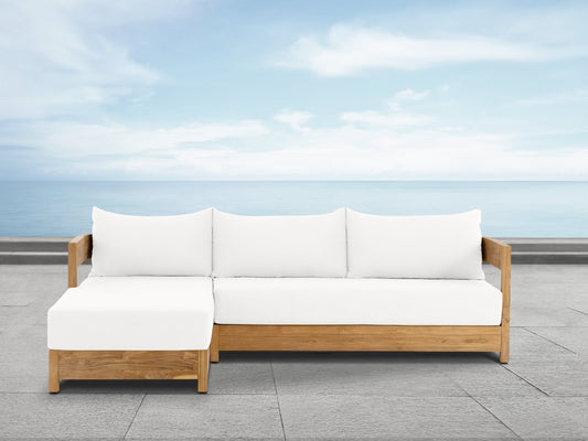 Santino® Outdoor 2-Piece Sectional - White Fabric with Teak Frame - Abbyson - Outdoor