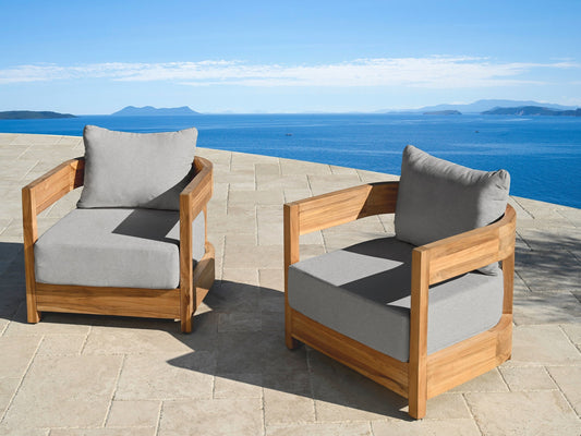 Santino® Outdoor Armchair - Gray Fabric with Teak Frame - Abbyson - Outdoor