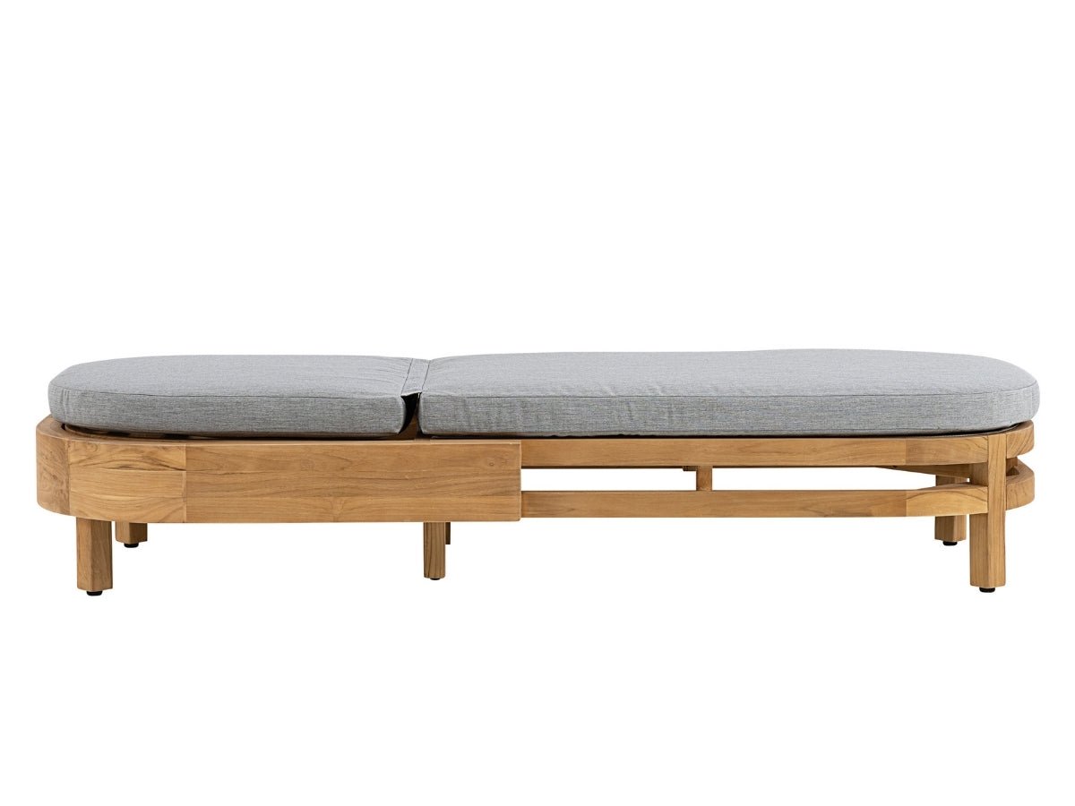 Santino® Outdoor Chaise Lounger - Gray Fabric with Teak Frame - Abbyson - Outdoor