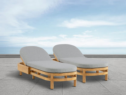 Santino® Outdoor Chaise Lounger - Gray Fabric with Teak Frame - Abbyson - Outdoor