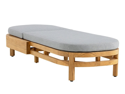 Santino® Outdoor Chaise Lounger - Gray Fabric with Teak Frame - Abbyson - Outdoor