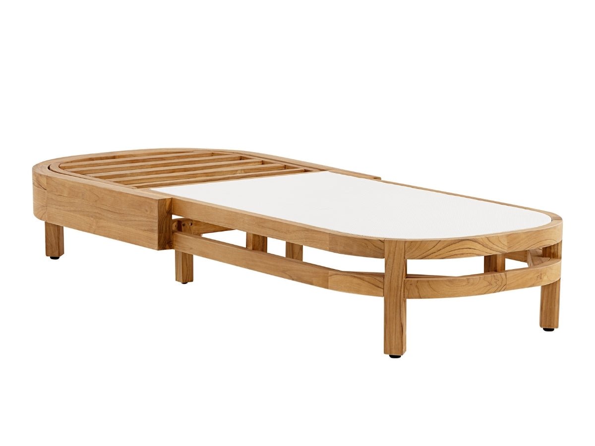 Santino® Outdoor Chaise Lounger - White Fabric with Teak Frame - Abbyson - Outdoor