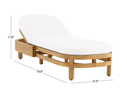 Santino® Outdoor Chaise Lounger - White Fabric with Teak Frame - Abbyson - Outdoor