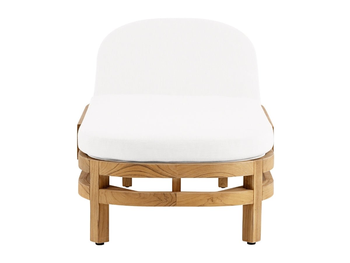 Santino® Outdoor Chaise Lounger - White Fabric with Teak Frame - Abbyson - Outdoor