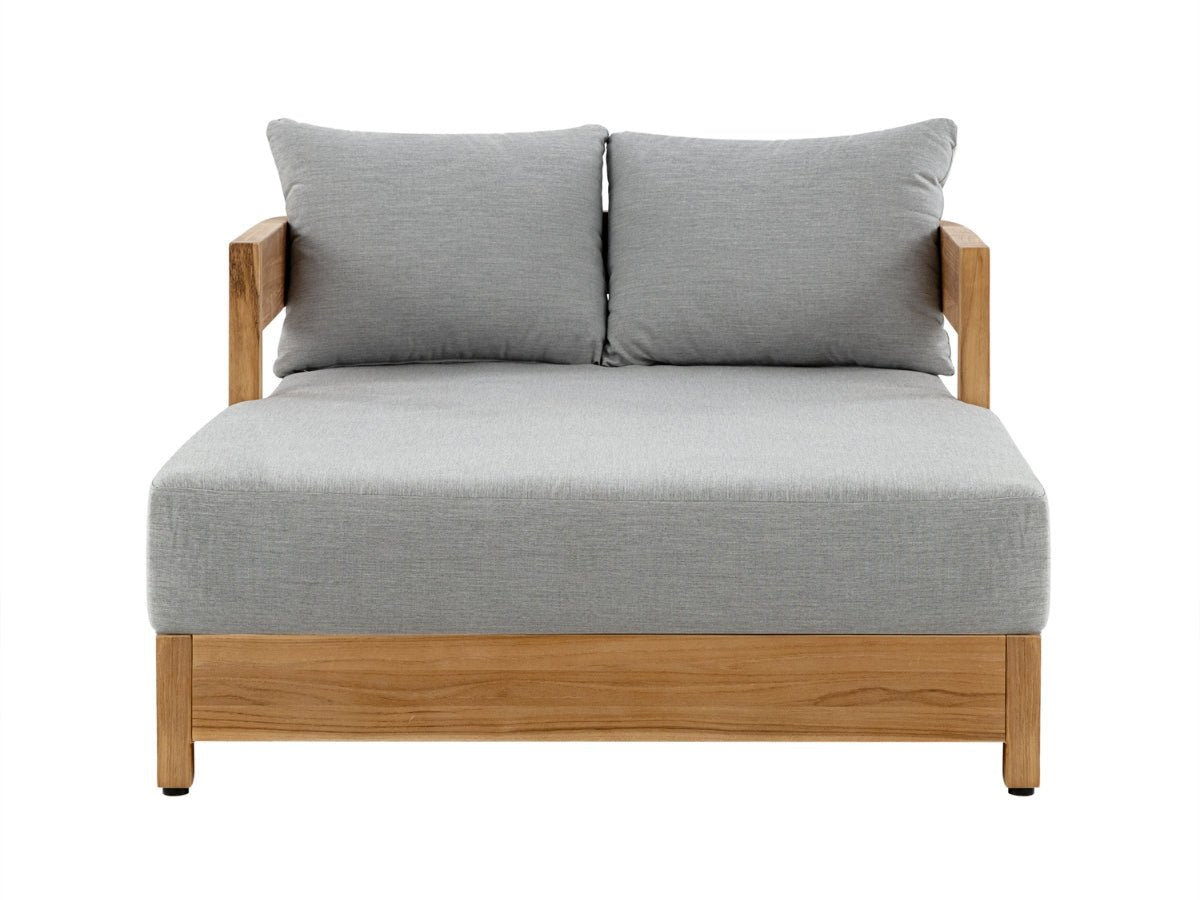 Santino® Outdoor Daybed - Gray Fabric with Teak Frame - Abbyson - Outdoor