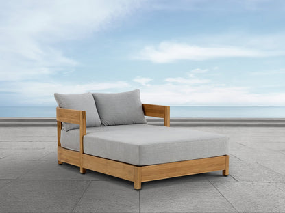 Santino® Outdoor Daybed - Gray Fabric with Teak Frame - Abbyson - Outdoor